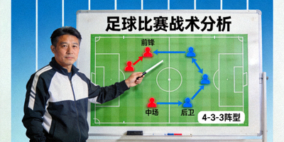 足球比赛战术分析图，教练在战术板上讲解战术
